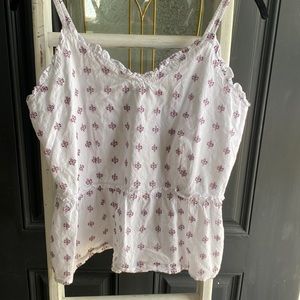 white summer tank with red and blue design